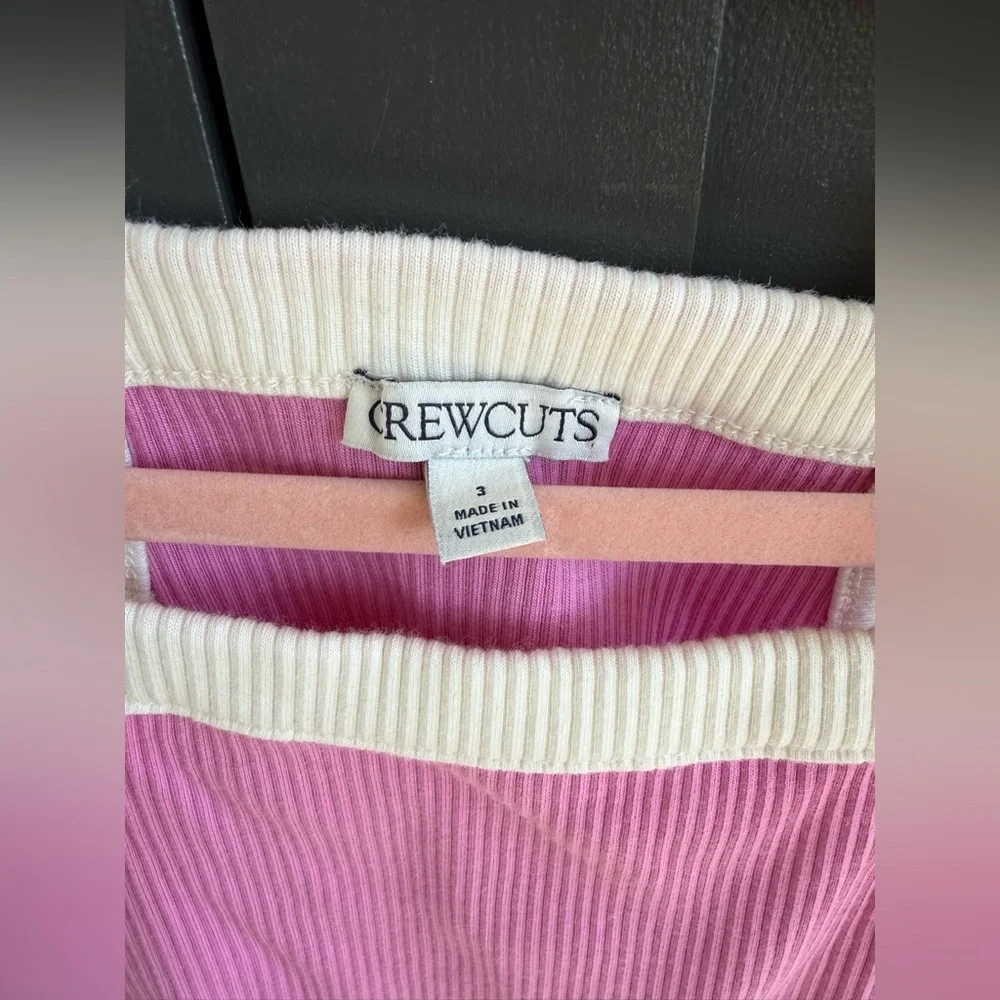 Crewcuts Ribbed Pink Dress with White Trim • 3